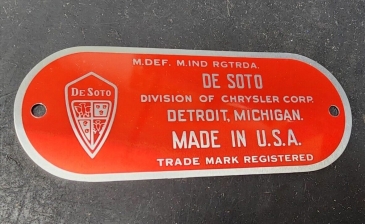 Firewall Tag - 1940-1950 DeSoto