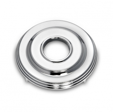 Door Handle & Window Winder Escutcheon, Stepped and Ribbed Chrome, Single - 1930s Plymouth, Dodge, DeSoto, Chrysler