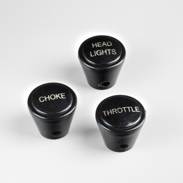 Dash Knobs & Cables Set, Black - Custom Color For P15 Plymouth And Suitable For Other 1940 & 1950s MoPars